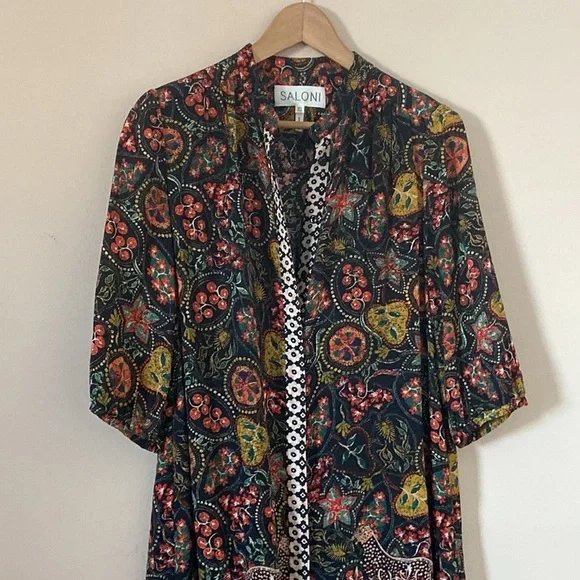 Saloni -Paisley Multicolor Print Tyra Dress In Batik Border - Picture 3 of 12